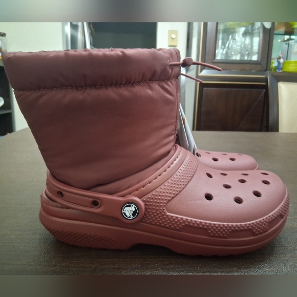 CROCS Burgundy Rain & Snow Boots with Textured Sole - Picture 5 of 9